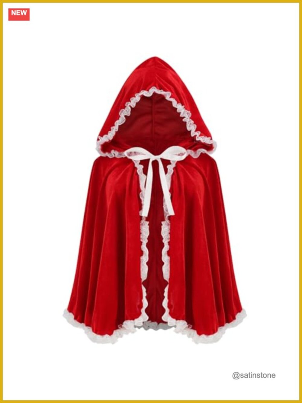 Little Red Riding Hood Hooded Cape Velvet Lace Halloween Costume Cloak